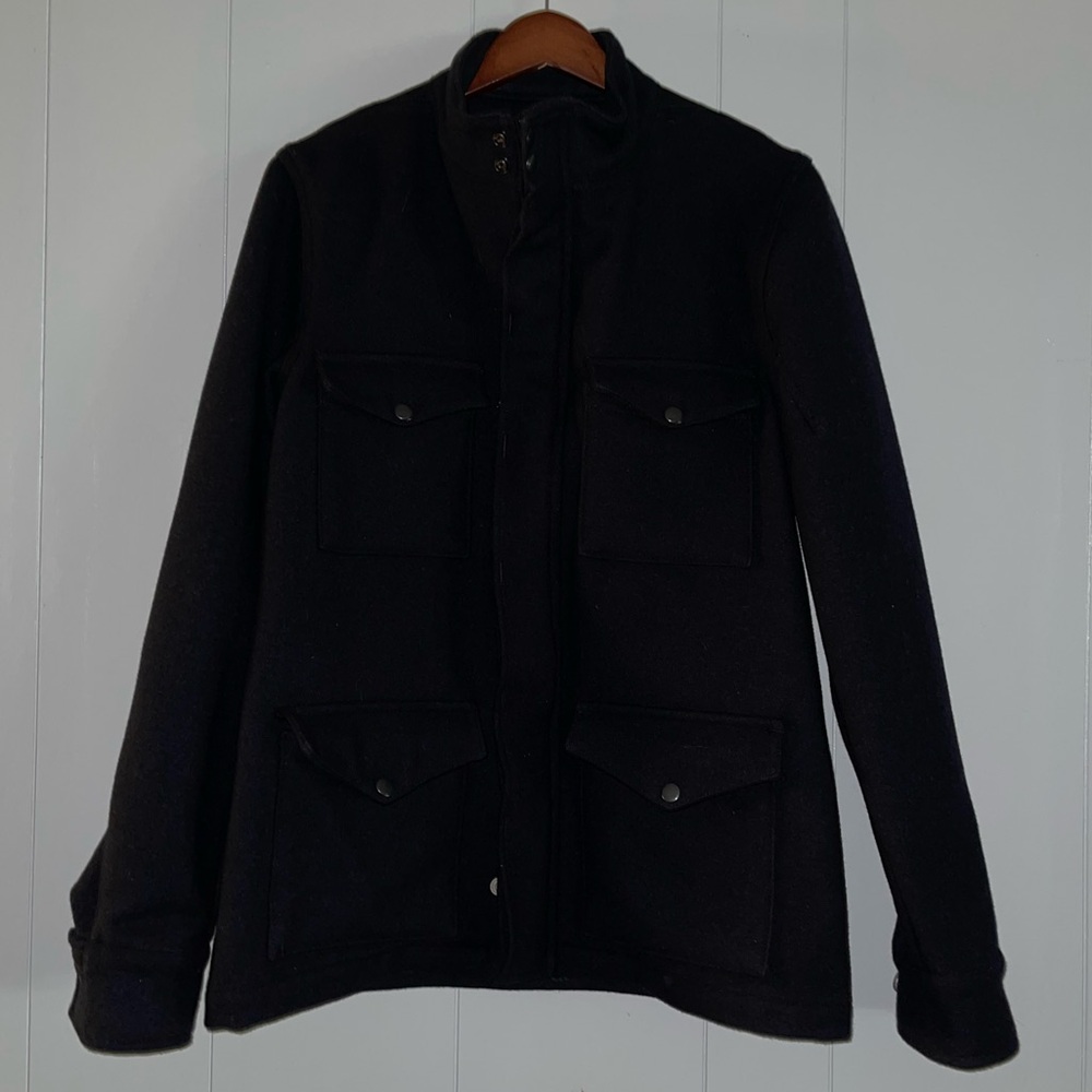 Gustin Black Military Wool Field Jacket